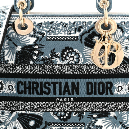 Christian Dior Canvas Embroidered Butterfly Bandana Print Medium Lady D-Lite Denim Blue 8 of 11