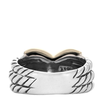 David Yurman Sterling Silver 14K Yellow Gold X Triple Row Ring 51 5.75 3 of 4