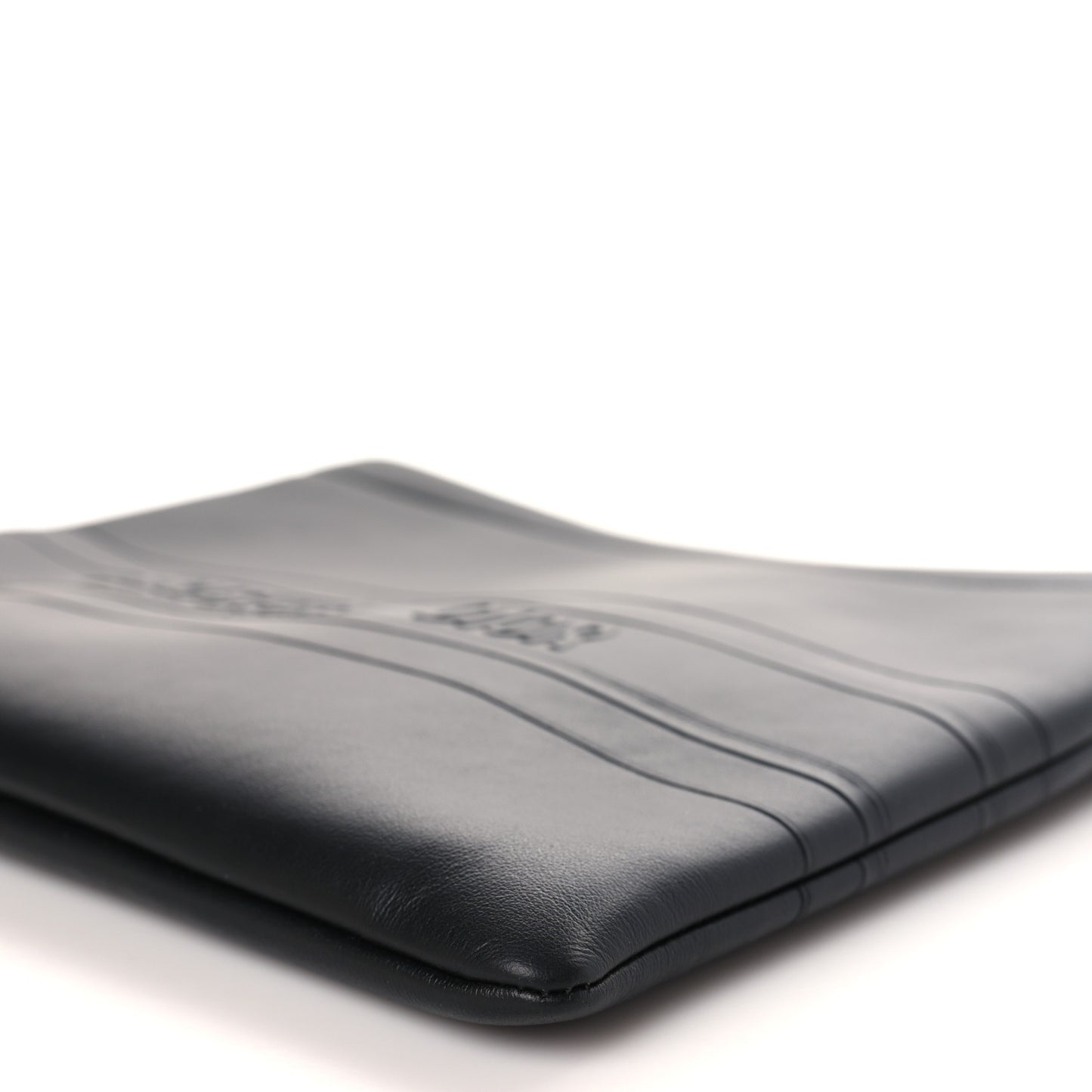 Calfskin Embossed Logo Zip Clutch Black