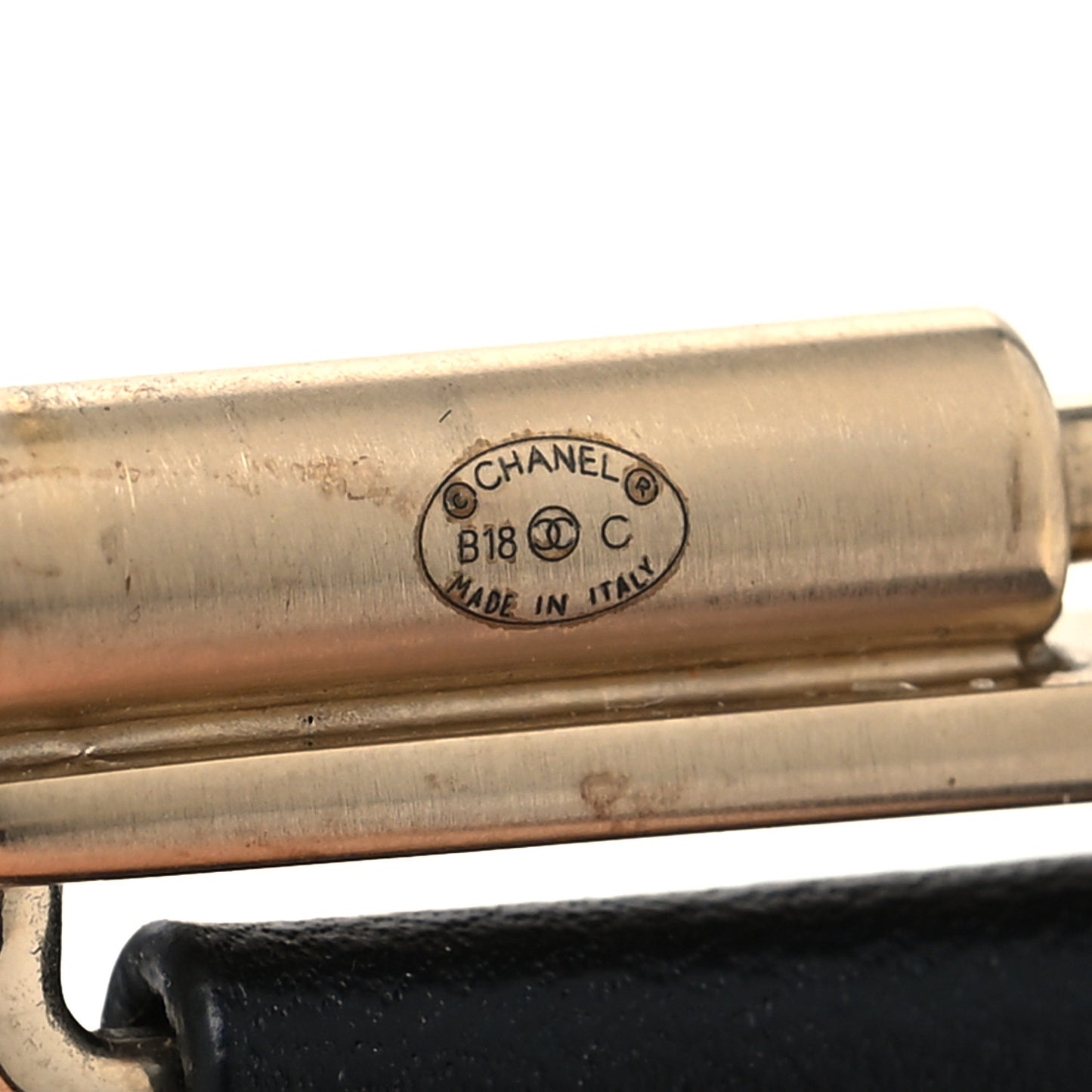 Calfskin CC Wide Cuff L Black Gold