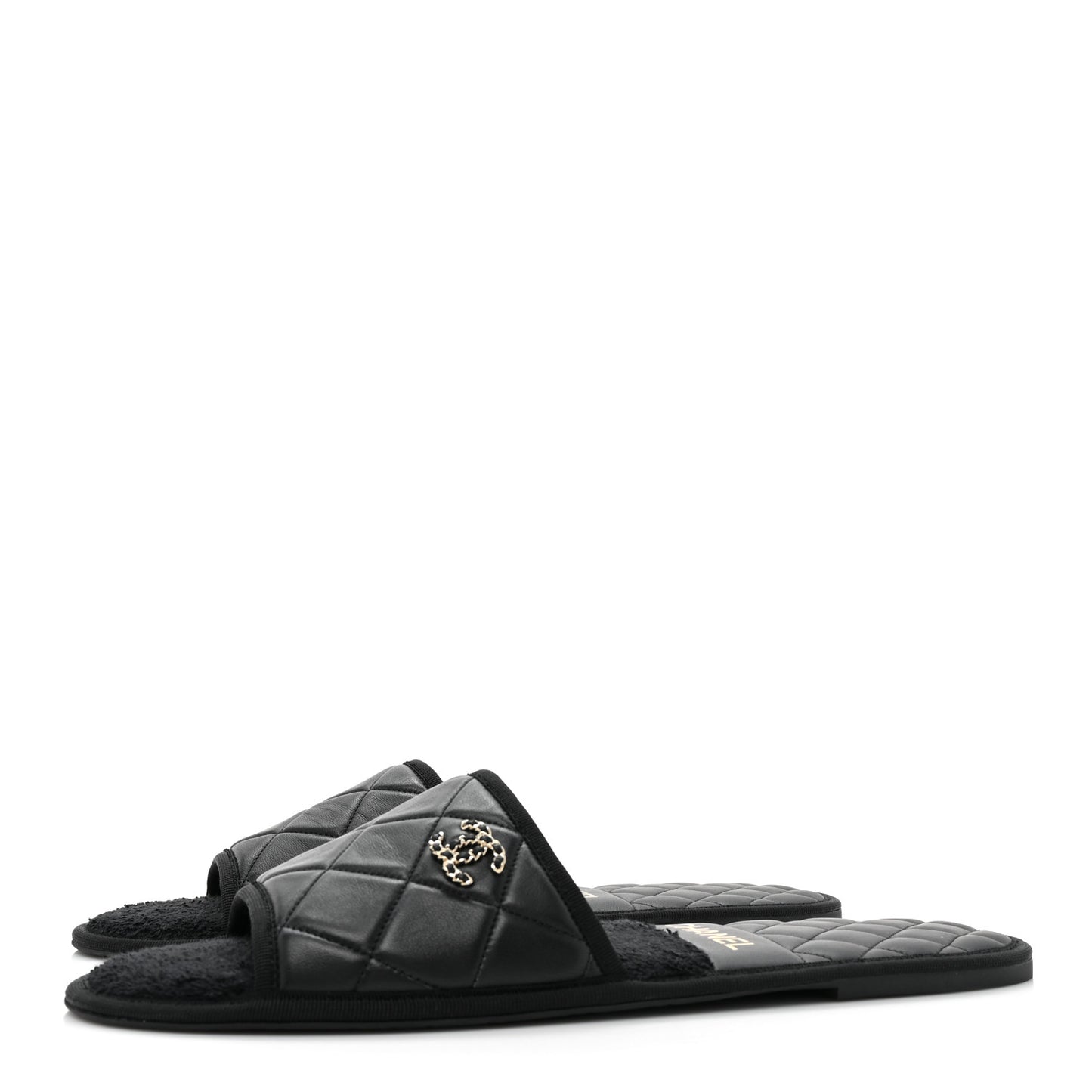Lambskin CC Flat Mules XL Black