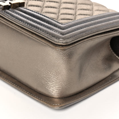 Chanel Metallic Calfskin Quilted Medium Boy Flap Khaki 18 of 26