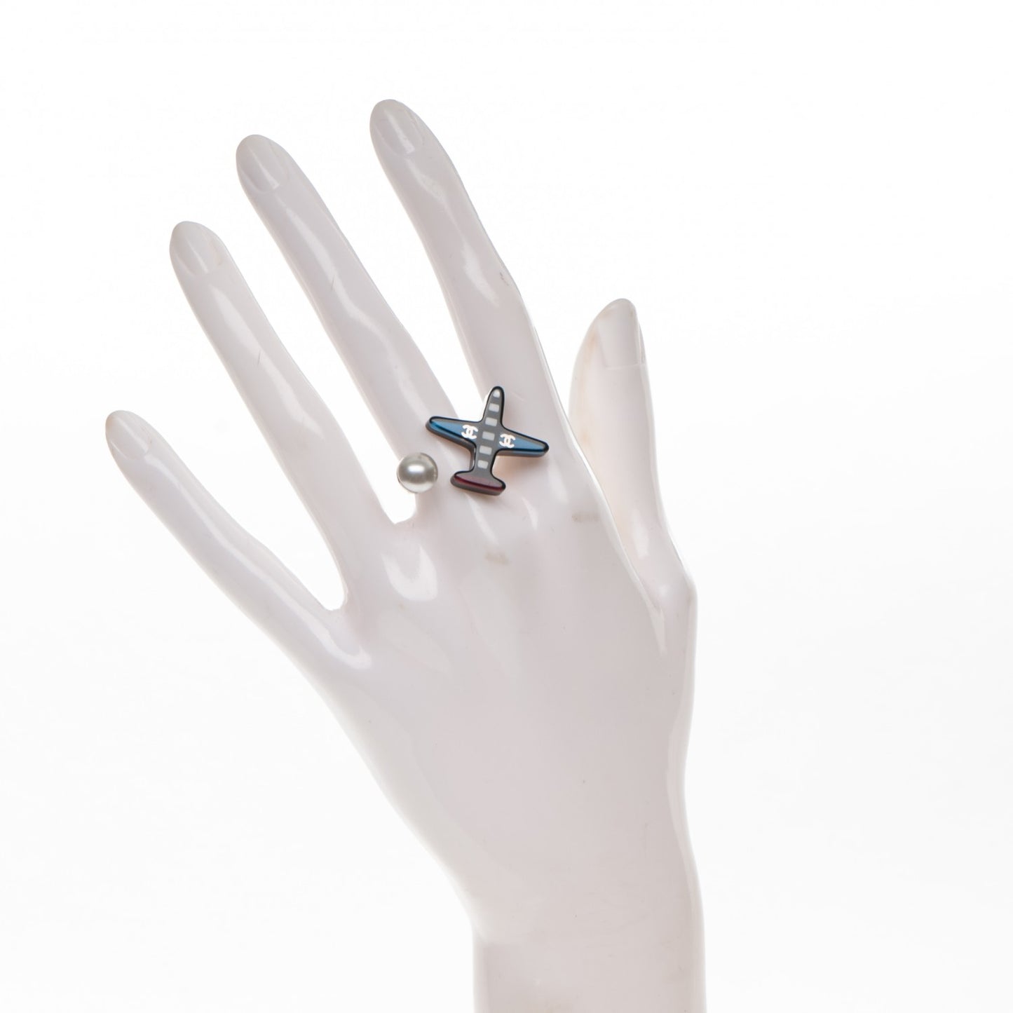 Resin Pearl Airplane Ring Blue Red