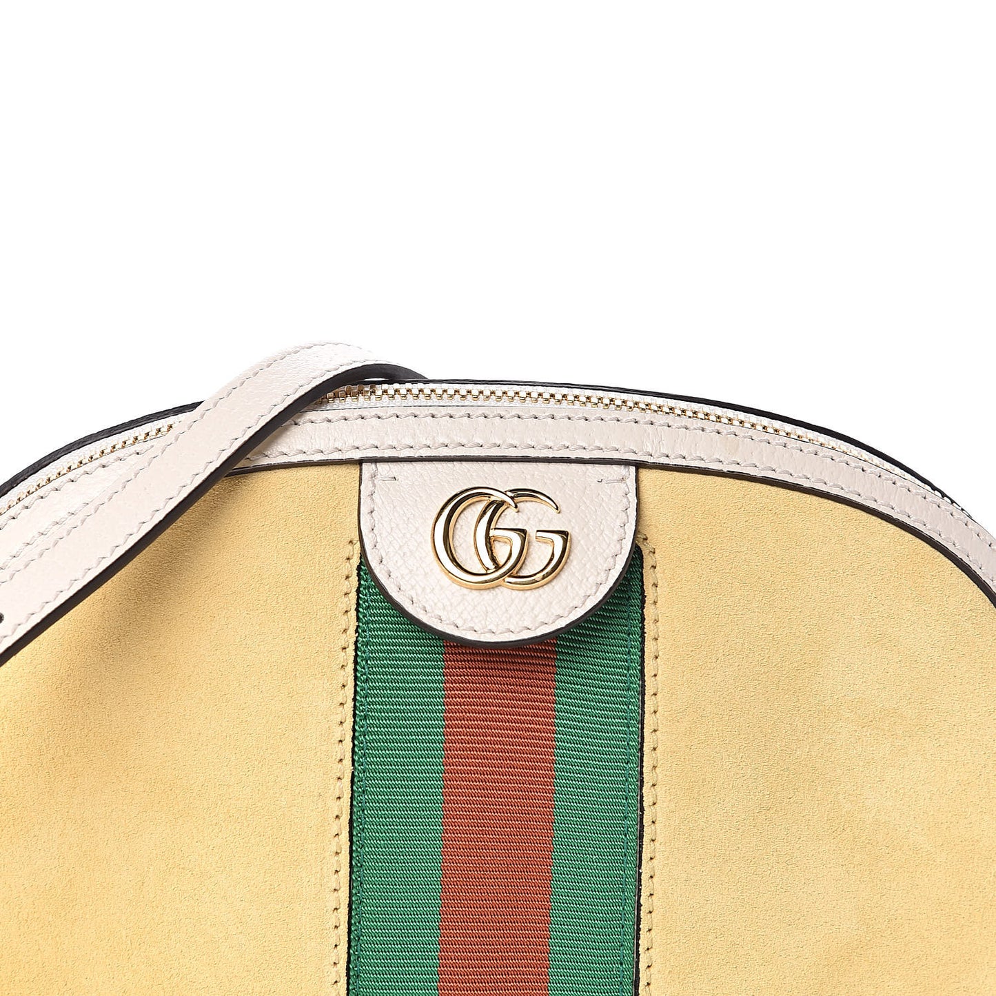 Suede Calfskin GG Web Small Ophidia Dome Shoulder Bag Burro New Mystic White