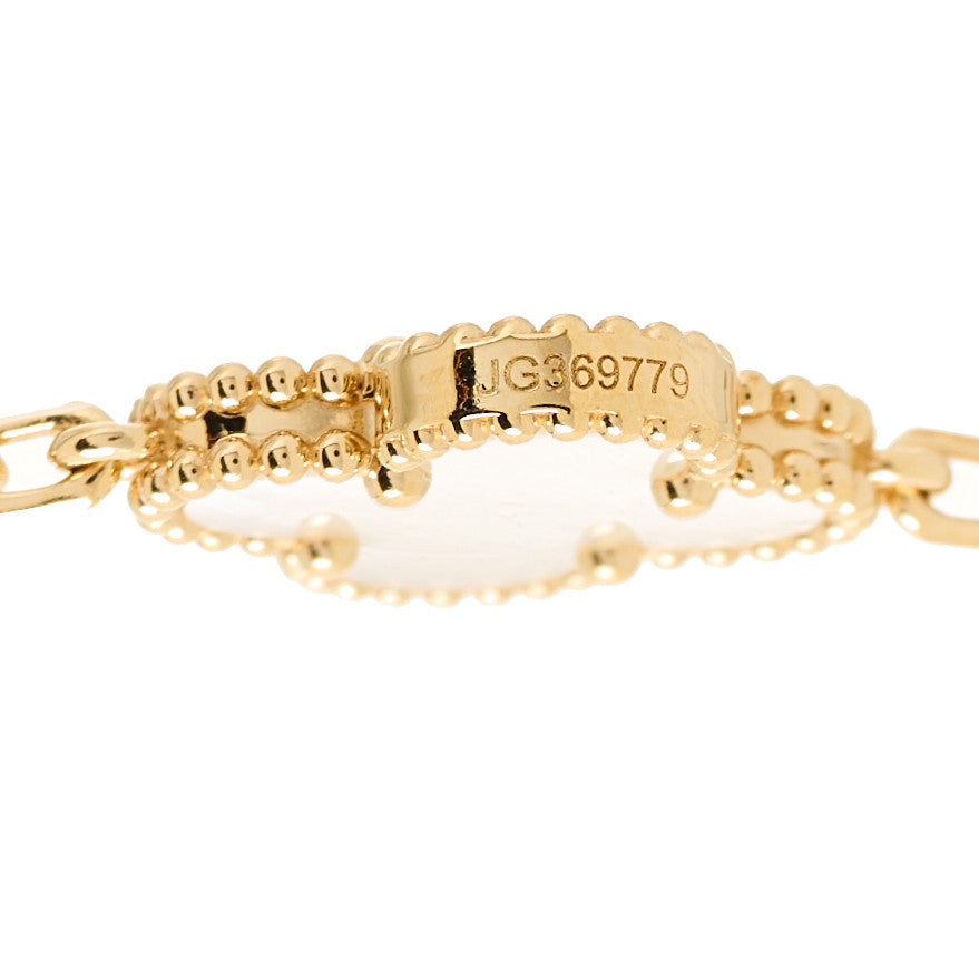 Van Cleef & Arpels 18K Yellow Gold Mother of Pearl 20 Motifs Vintage Alhambra Necklace 6 of 7