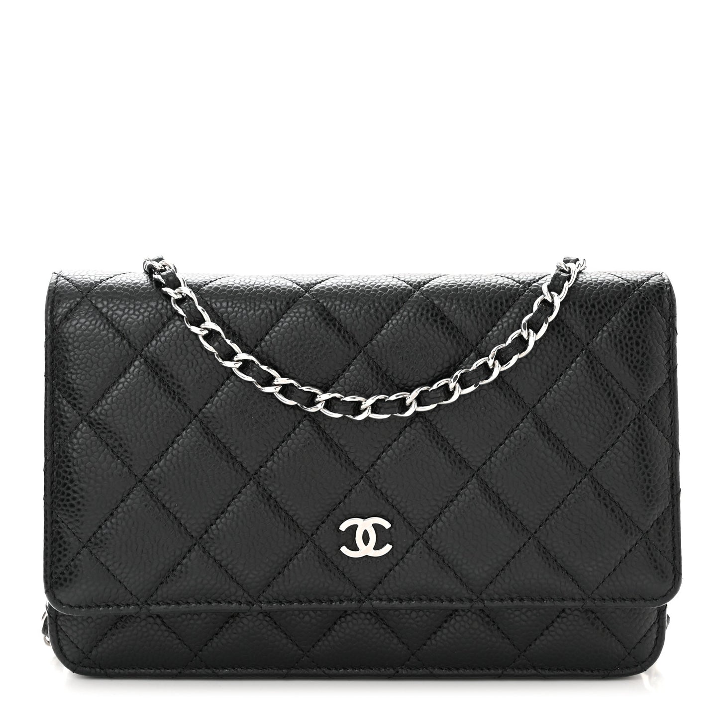 Caviar Quilted Wallet on Chain WOC Black