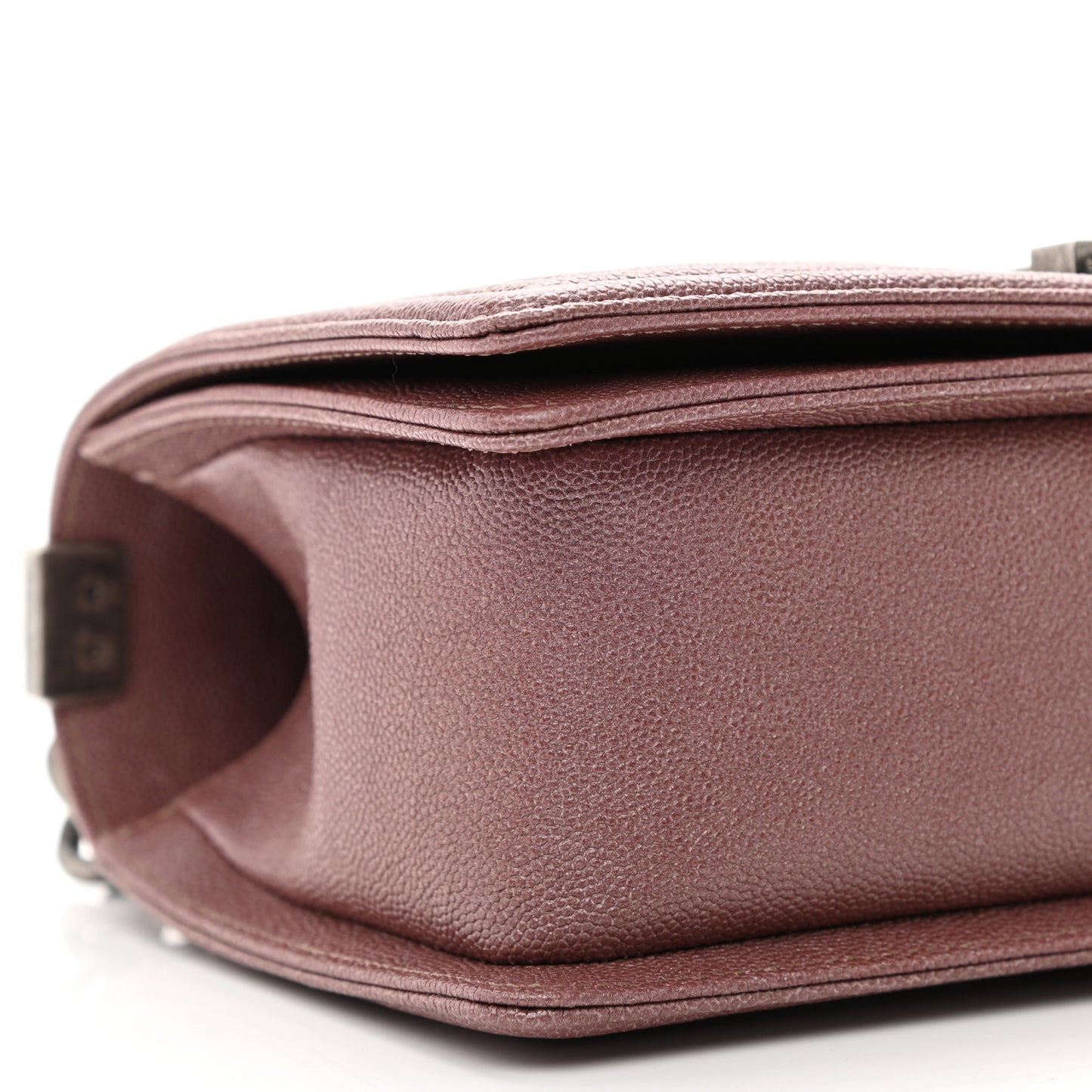 Metallic Caviar Chevron Quilted Medium Boy Flap Dark Pink