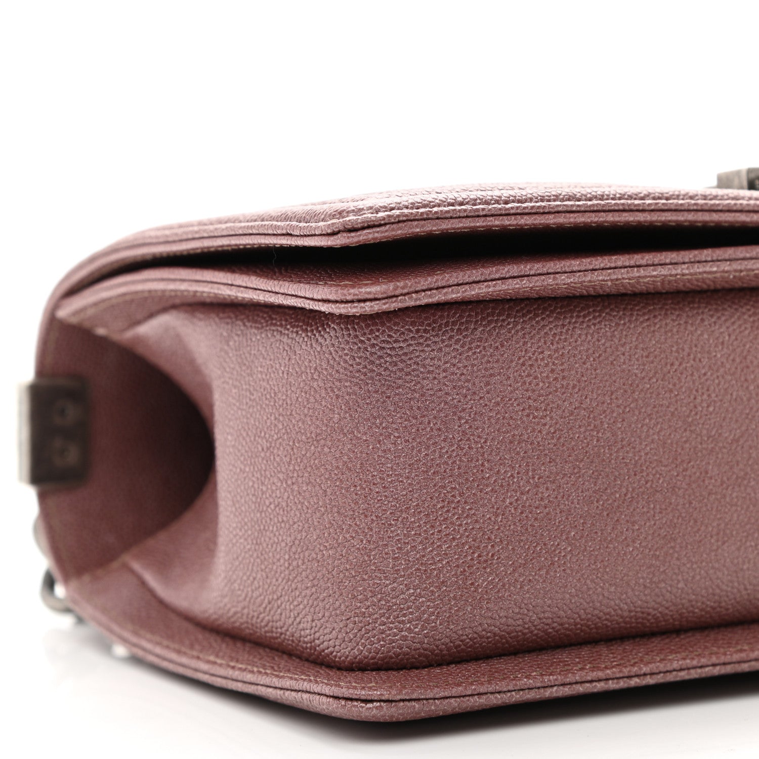 Chanel Metallic Caviar Chevron Quilted Medium Boy Flap Dark Pink 9 of 10
