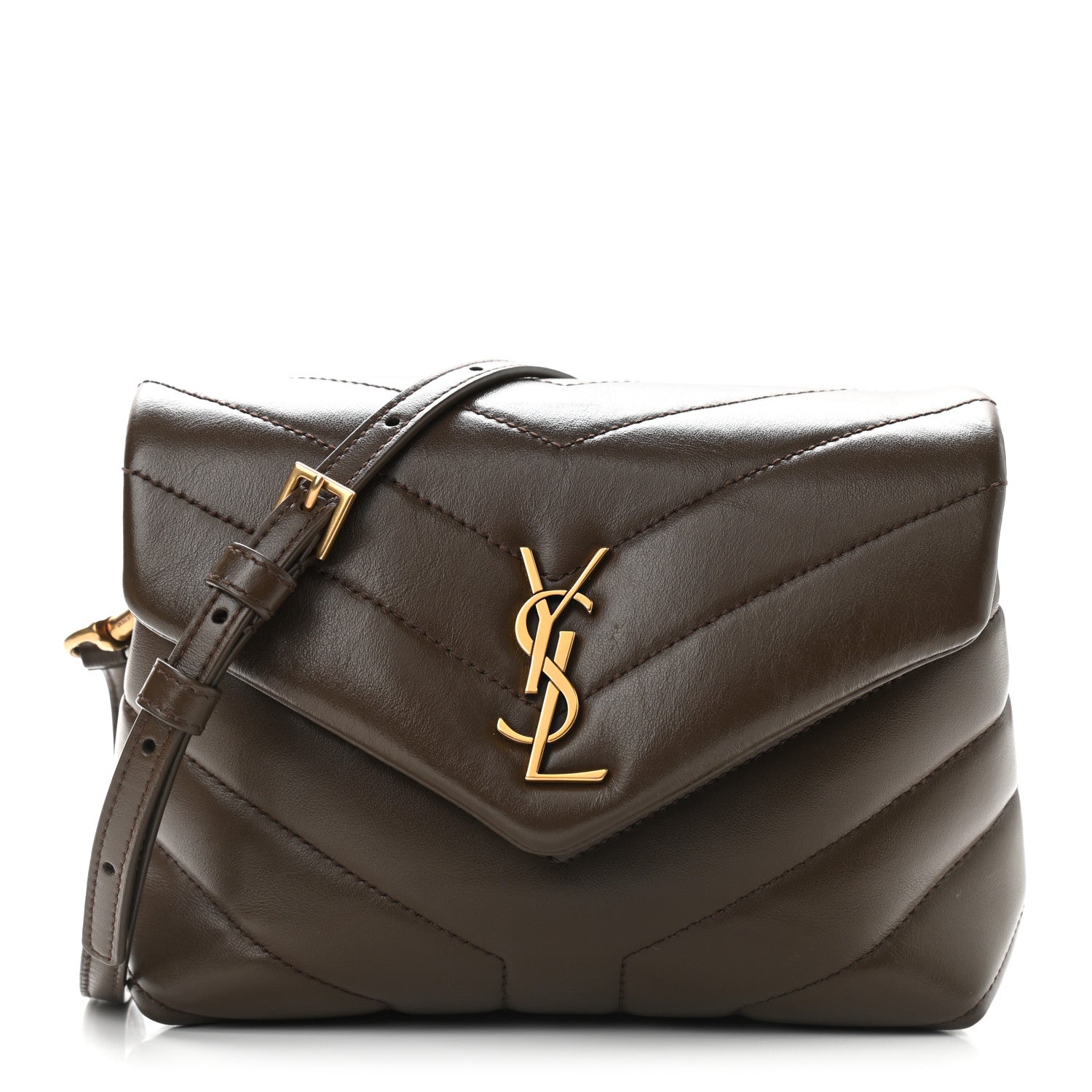 Saint Laurent Calfskin Y Quilted Monogram Toy Loulou Crossbody Bag Earth 1 of 8