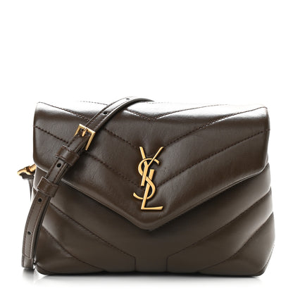 Saint Laurent Calfskin Y Quilted Monogram Toy Loulou Crossbody Bag Earth 1 of 8
