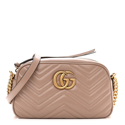 Gucci Calfskin Matelasse Small GG Marmont Chain Shoulder Bag Porcelain Rose 1 of 9