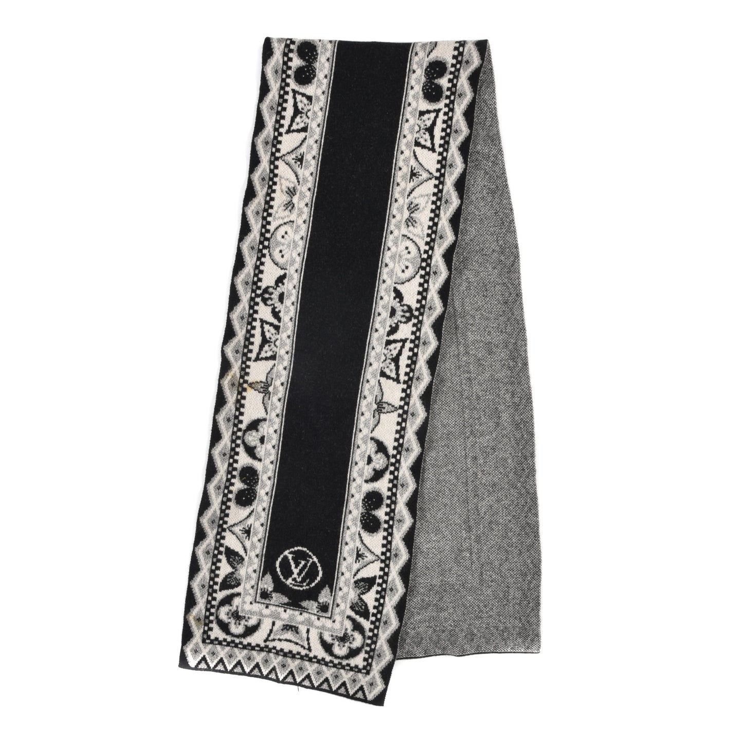 Wool Cashmere Esquimonogram Scarf Black Silver