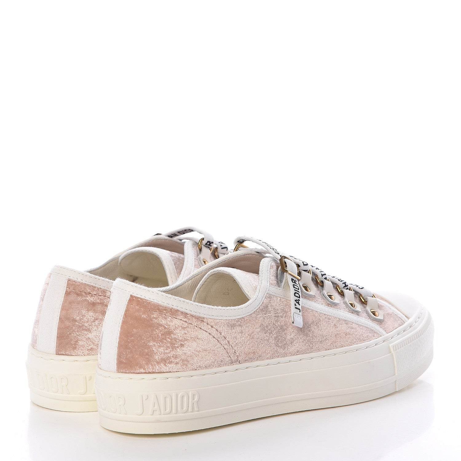 Christian Dior Velvet Walk'N'Dior Low Top Sneakers 35.5 Nude 4 of 8