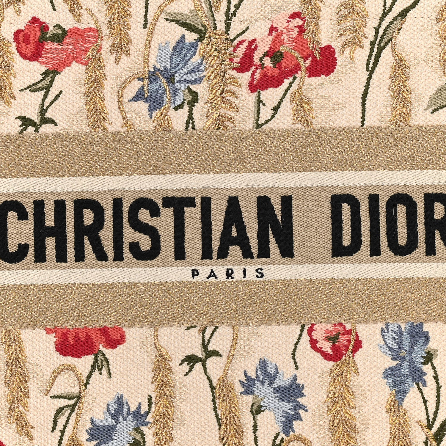 Christian Dior Canvas Embroidered Medium Hibiscus Book Tote Beige Multicolor 8 of 10