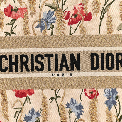 Christian Dior Canvas Embroidered Medium Hibiscus Book Tote Beige Multicolor 8 of 10