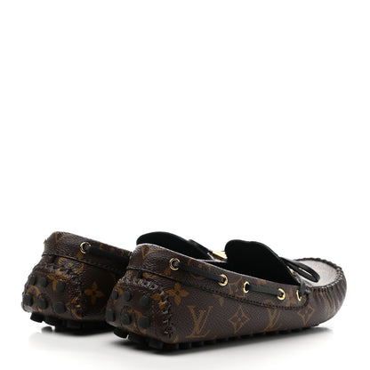 Louis Vuitton Monogram Mens Arizona Car Shoe Moccasin Loafers 9 Macassar 4 of 9