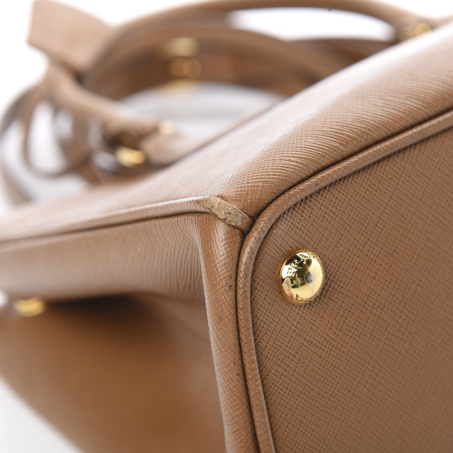 Saffiano Small Galleria Double Zip Tote Caramel