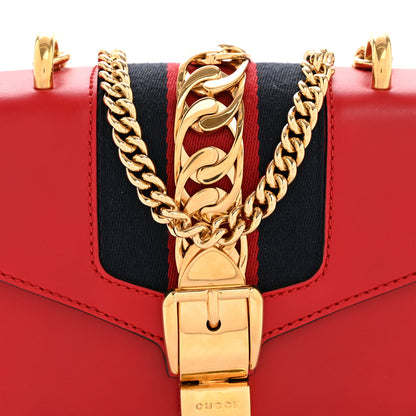 Gucci Calfskin Mini Sylvie Chain Shoulder Bag Hibiscus Red 8 of 14