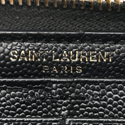 Saint Laurent Grain De Poudre Matelasse Chevron Monogram Zip Around Wallet Black 6 of 11