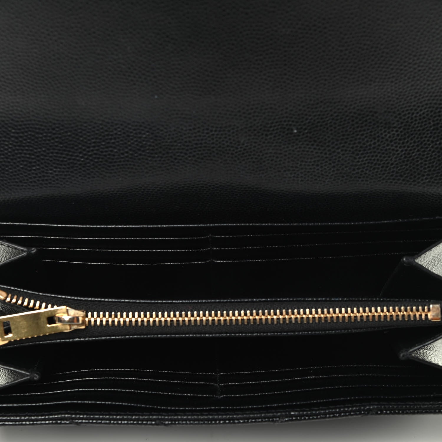 Saint Laurent Grain De Poudre Matelasse Chevron Monogram Flap Wallet Black 3 of 3