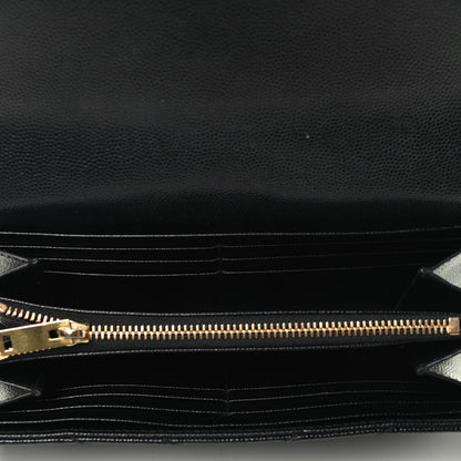 Saint Laurent Grain De Poudre Matelasse Chevron Monogram Flap Wallet Black 3 of 3