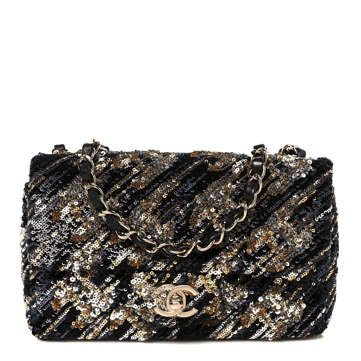 Sequin Mini Rectangular Flap Gold Silver
