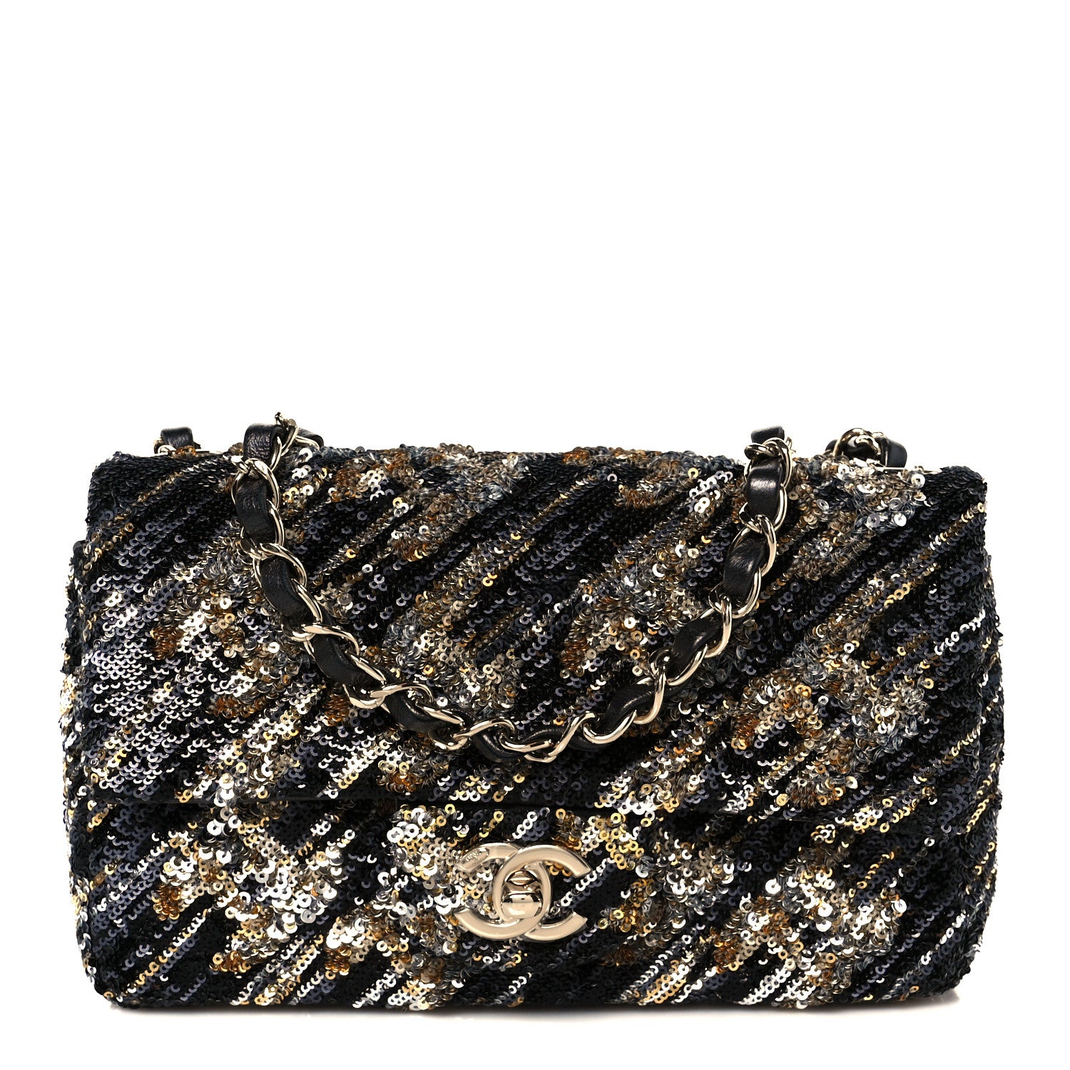 Chanel Sequin Mini Rectangular Flap Gold Silver 1 of 11