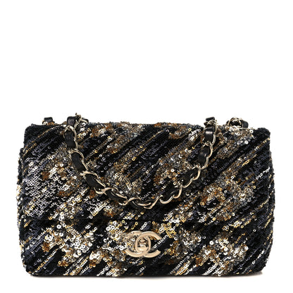 Chanel Sequin Mini Rectangular Flap Gold Silver 1 of 11