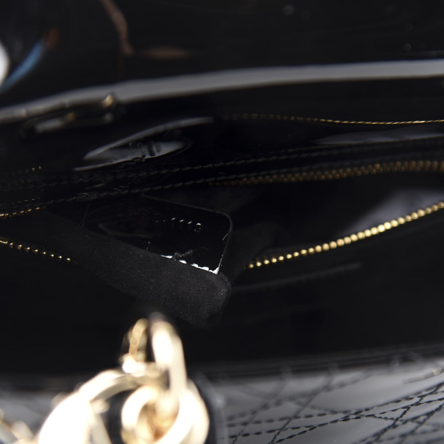 Patent Cannage Small Lady Dior Black