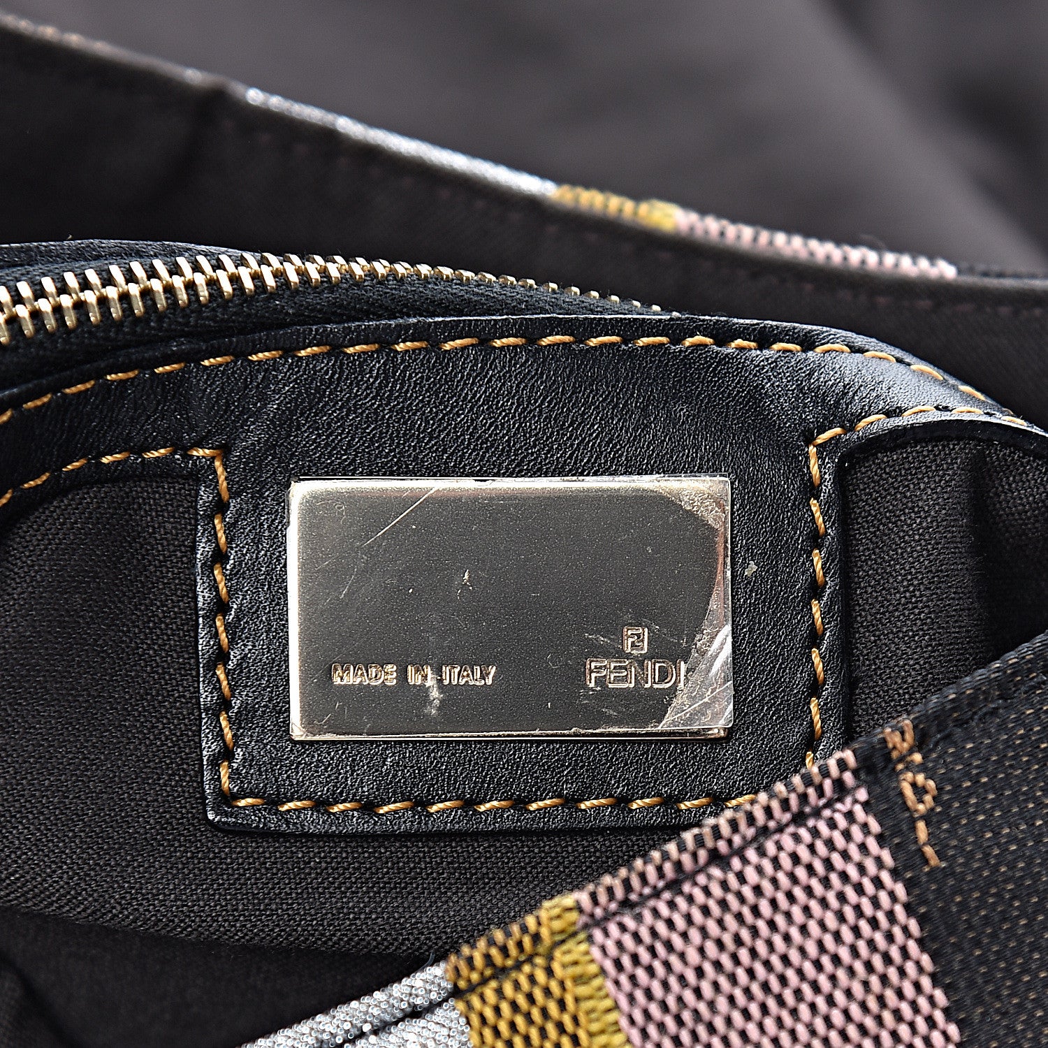 Fendi Pequin Large Chef Shoulder Bag Multicolor Rosa Black 6 of 10