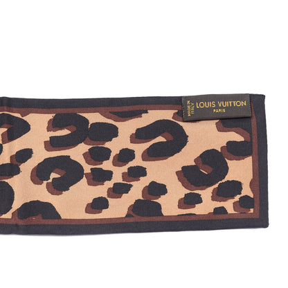 Louis Vuitton Silk Leopard Bandeau Scarf Marron 3 of 3
