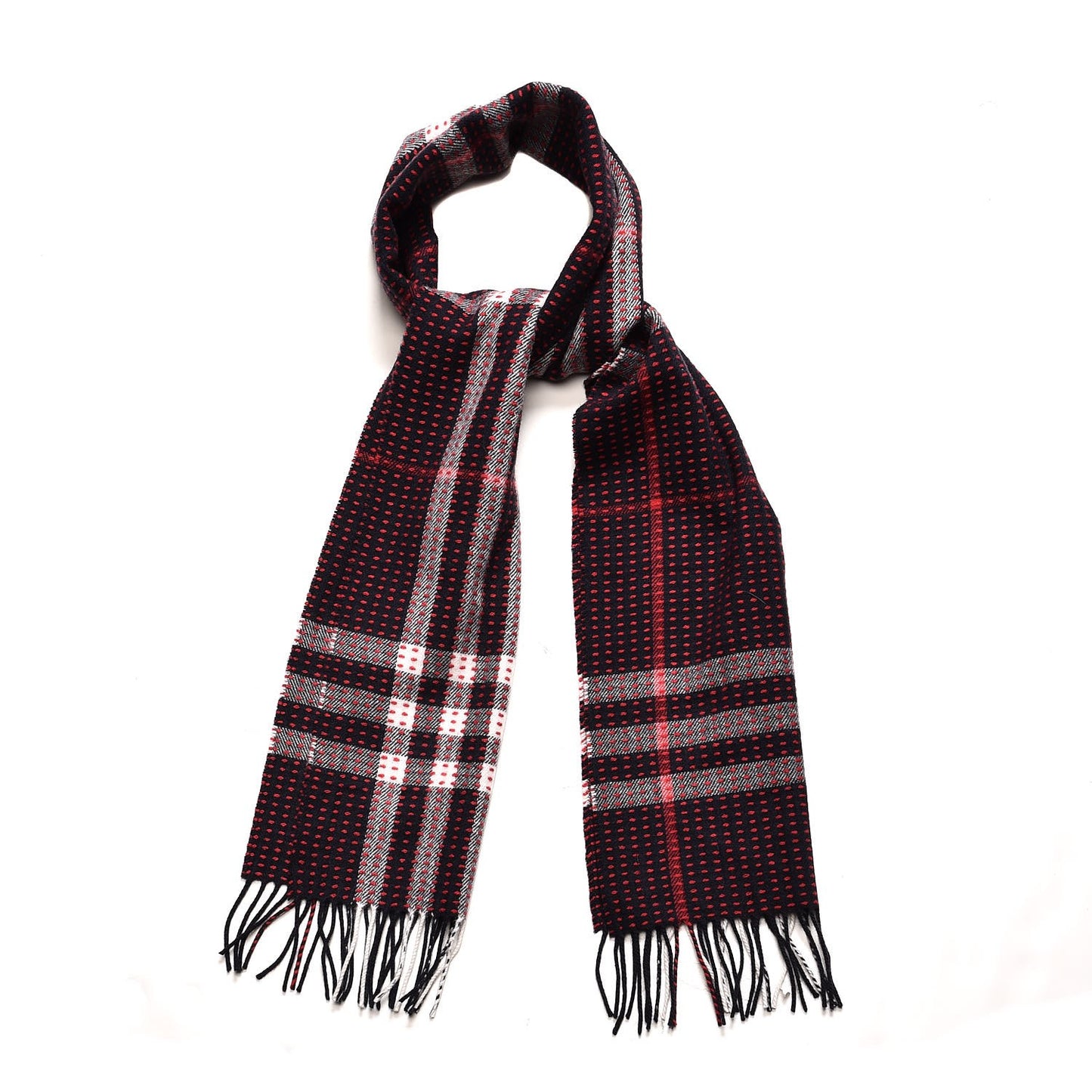 Cashmere Military Stitch Giant Check Scarf Navy