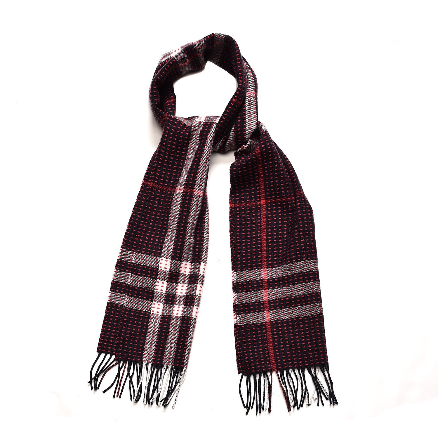 Burberry Cashmere Military Stitch Giant Check Scarf Navy 1 of 7