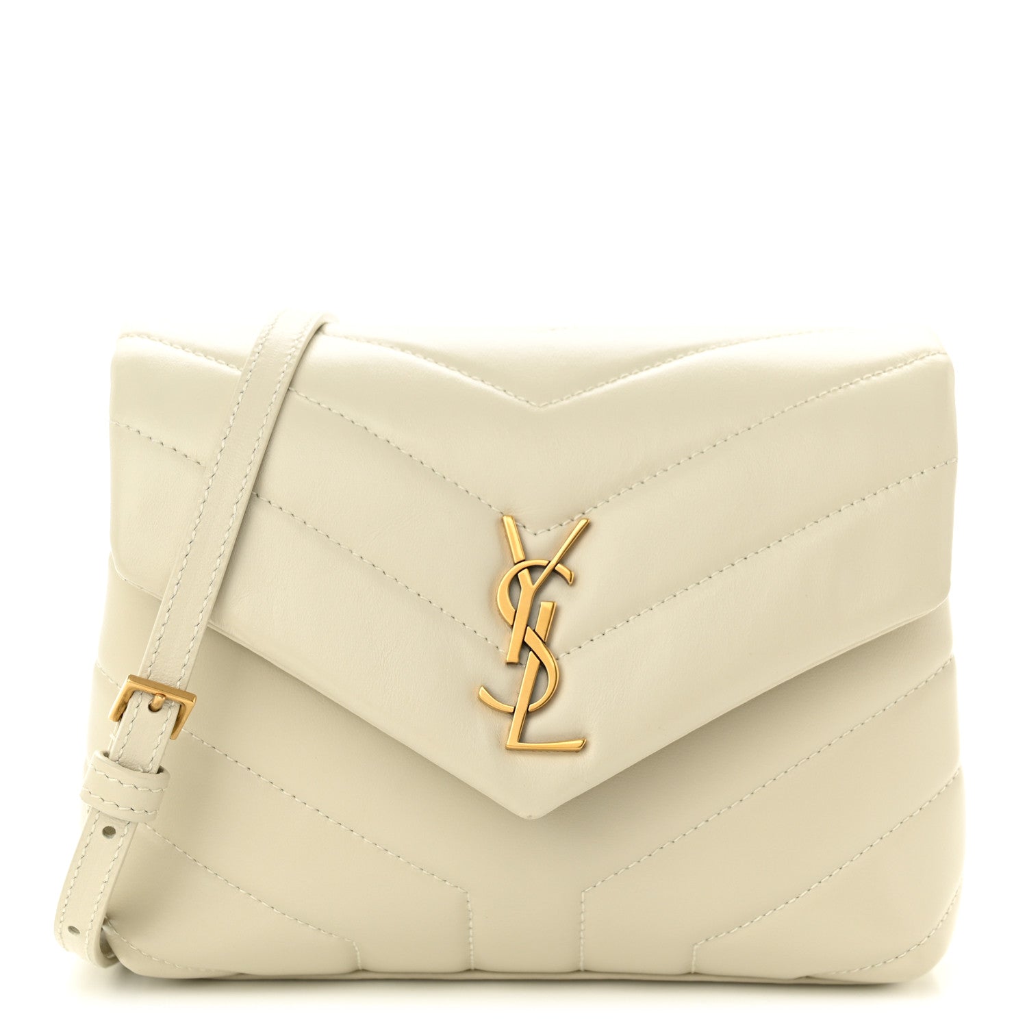 Saint Laurent Calfskin Y Quilted Monogram Toy Loulou Crossbody Bag Crema Soft 1 of 10