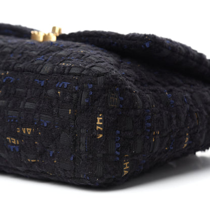 Chanel Tweed Quilted Large Chanel 19 Flap Black Navy Gold 7 of 10