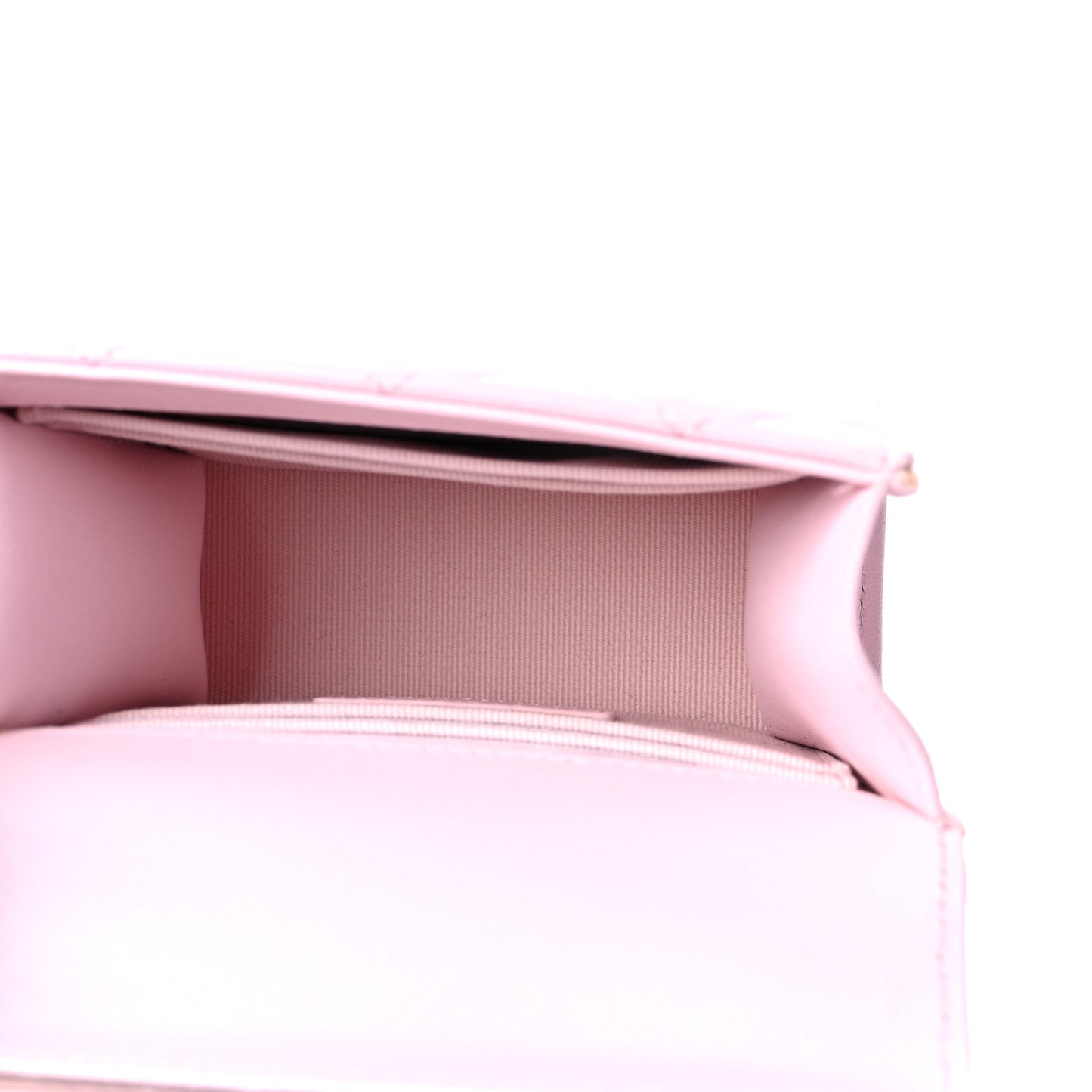 Lambskin Quilted Top Handle Clutch With Chain Light Pink