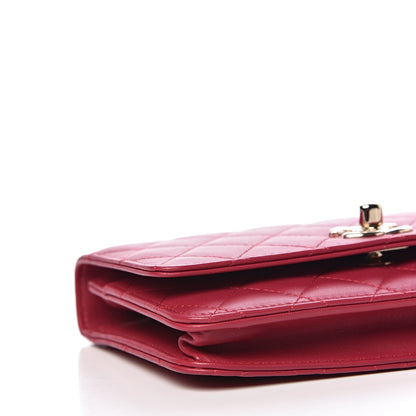 Chanel Lambskin Quilted Trendy CC Wallet On Chain WOC Dark Pink 9 of 13