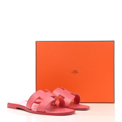 Hermes Box Calfskin Oran Sandals 39 Rose Boise 9 of 9
