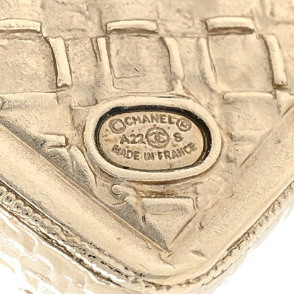 Chanel Pearl Crystal CC Square Earrings Gold 4 of 4