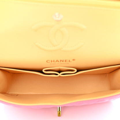 Chanel Lambskin Quilted Small Double Flap Pink Yellow 5 of 11