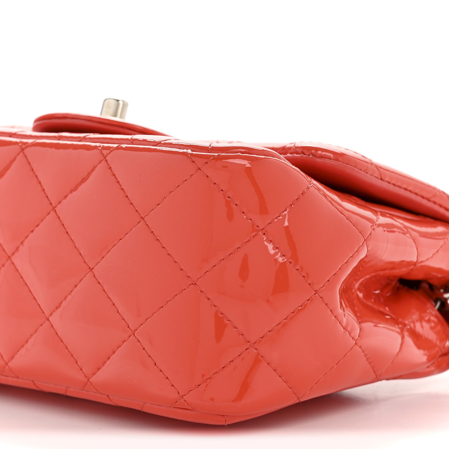 Patent Quilted Mini Square Flap Orange