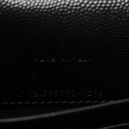 Saint Laurent Grain De Poudre Matelasse Chevron Monogram Envelope Chain Wallet Black 7 of 11