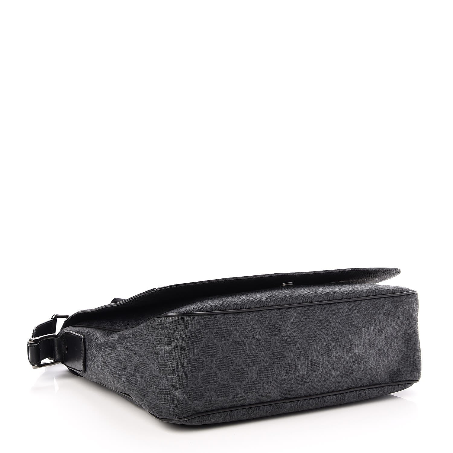 Gucci GG Supreme Monogram Flap Messenger Bag Black Grey 4 of 7