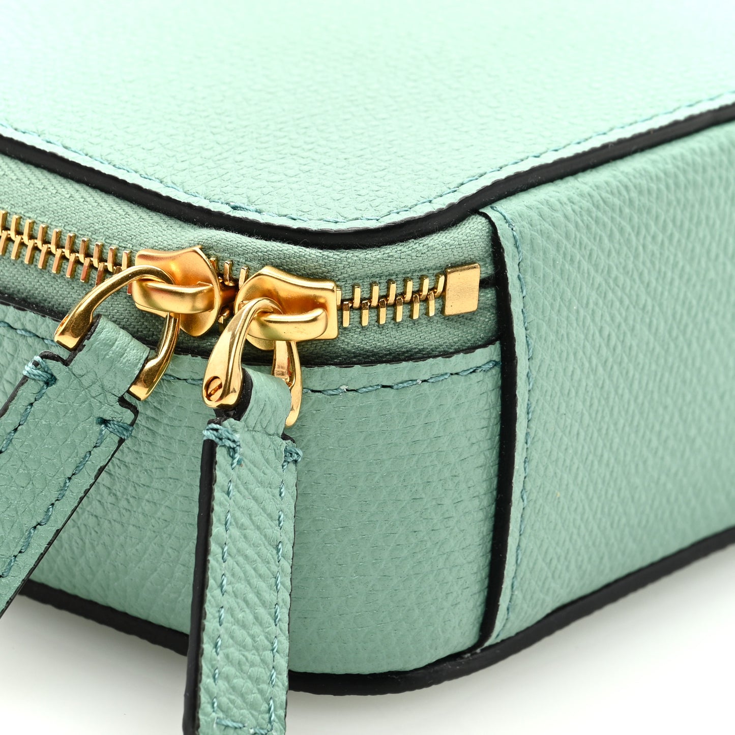 Grained Calfskin VLogo Zip Crossbody Light Green