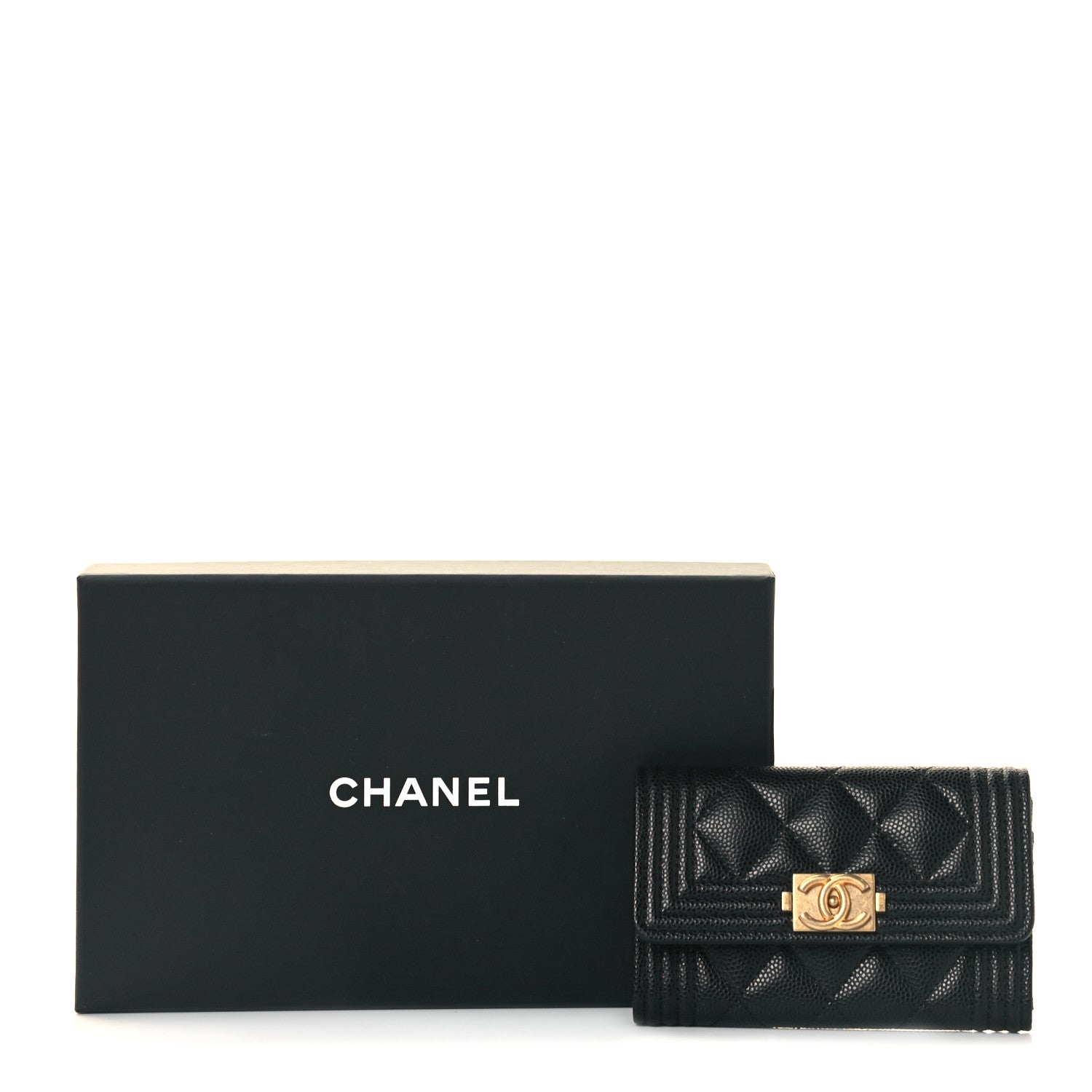Chanel Caviar Quilted Boy Flap Card Holder Black 10 of 10