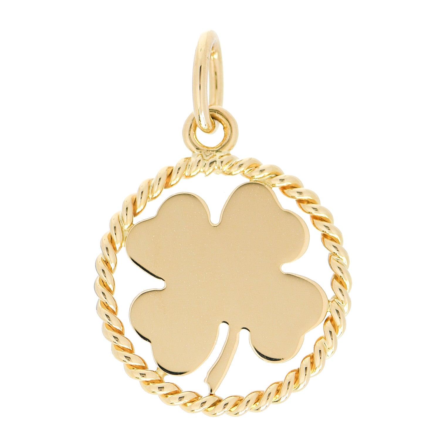 Tiffany 18K Yellow Gold Four Leaf Clover Round Charm 1 of 3