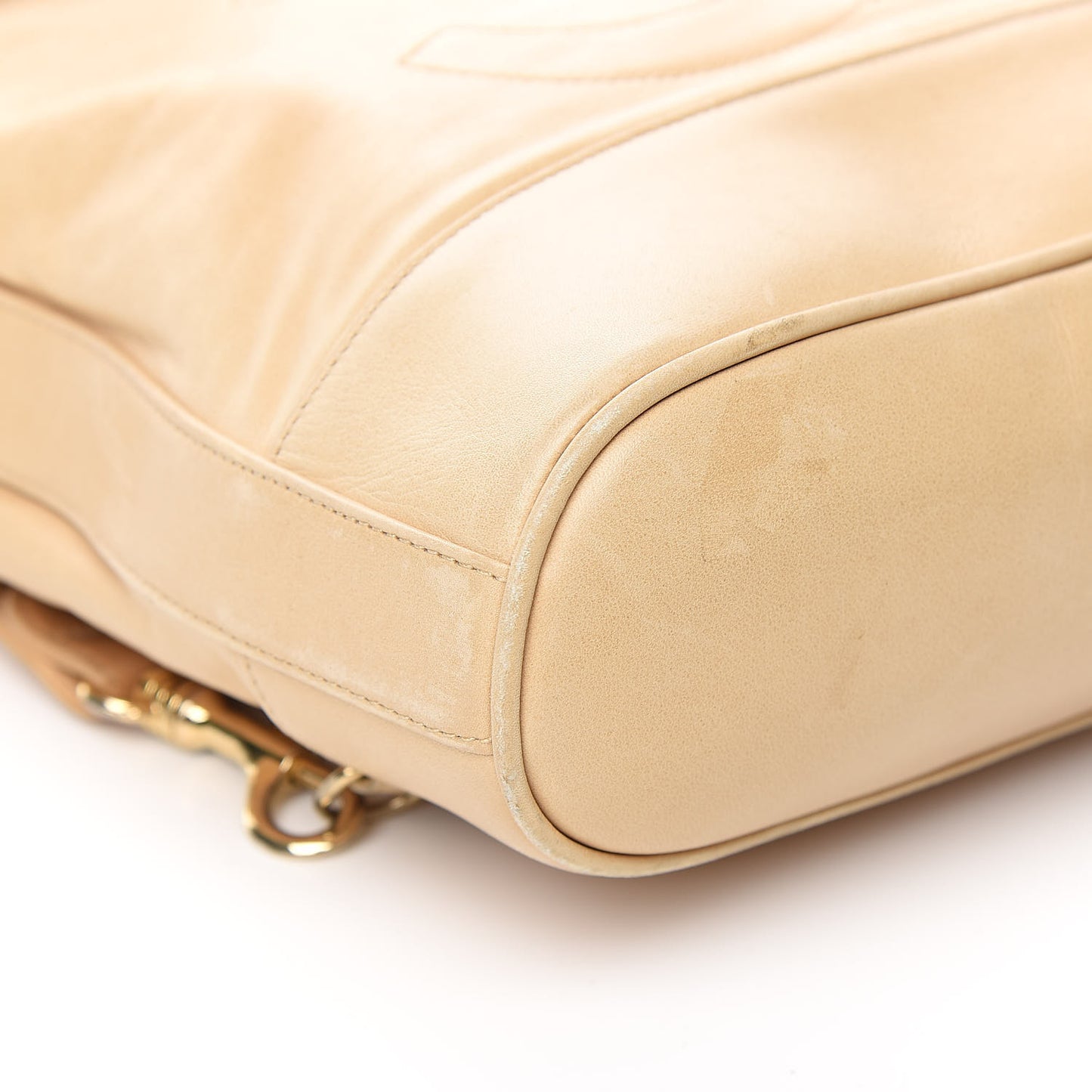 Lambskin Drawstring Sling Backpack Beige
