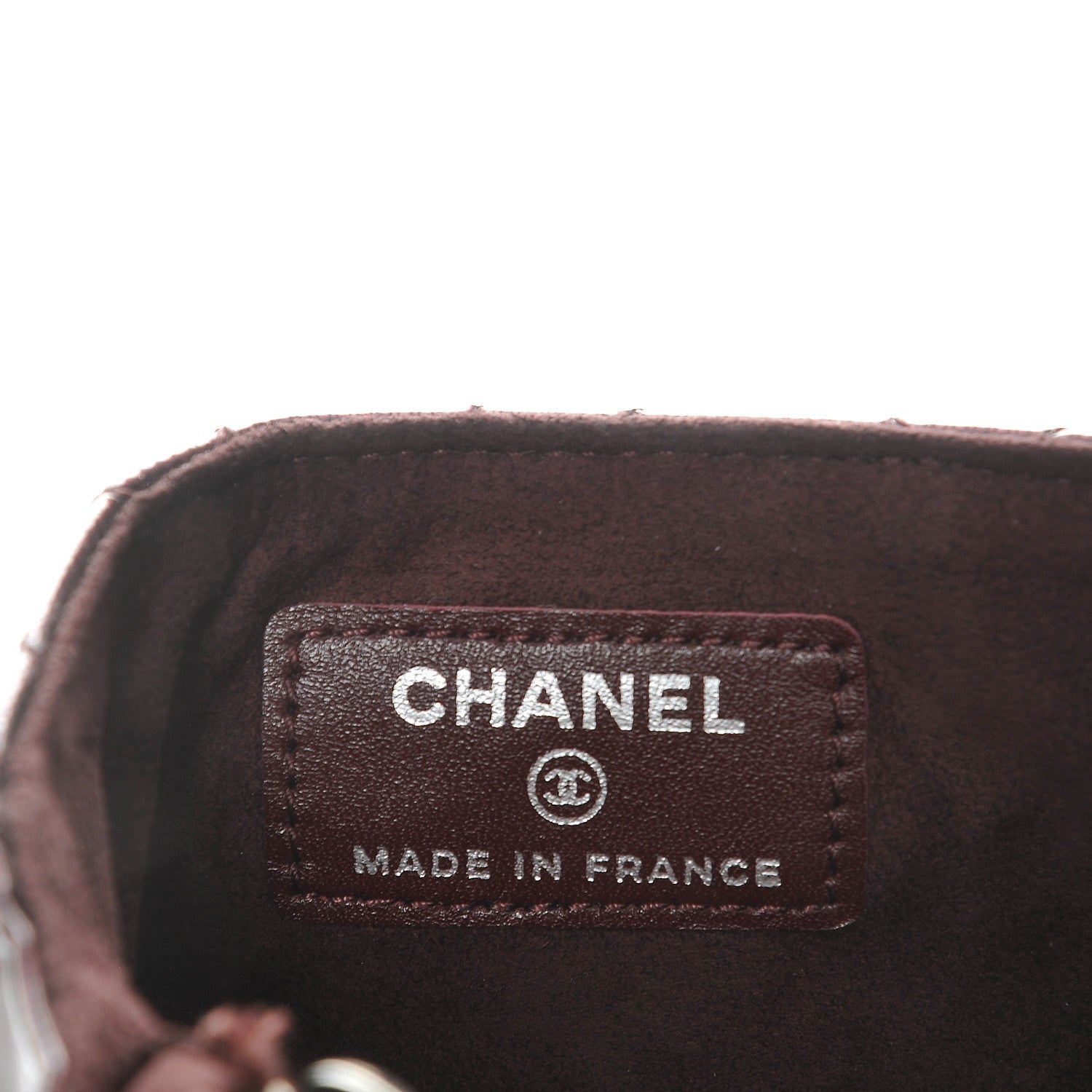 Chanel Striated Patent Quilted Mini Phone Holder Clutch Burgundy 6 of 8