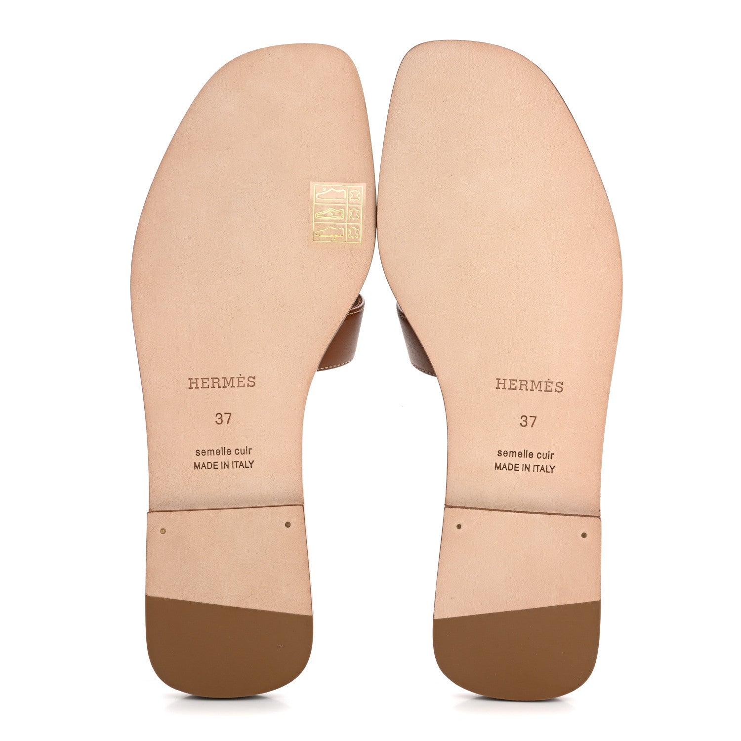 Hermes Box Calfskin Oran Sandals 37 Gold 6 of 10