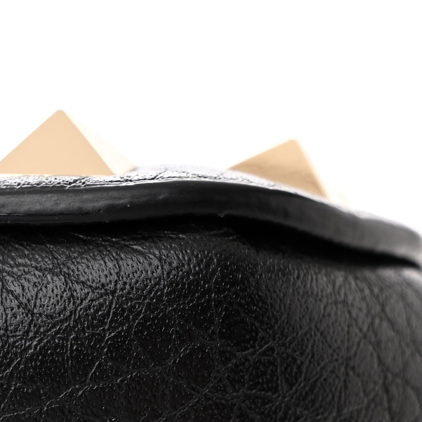 Pebbled Calfskin Rockstud Camera Crossbody Bag Black